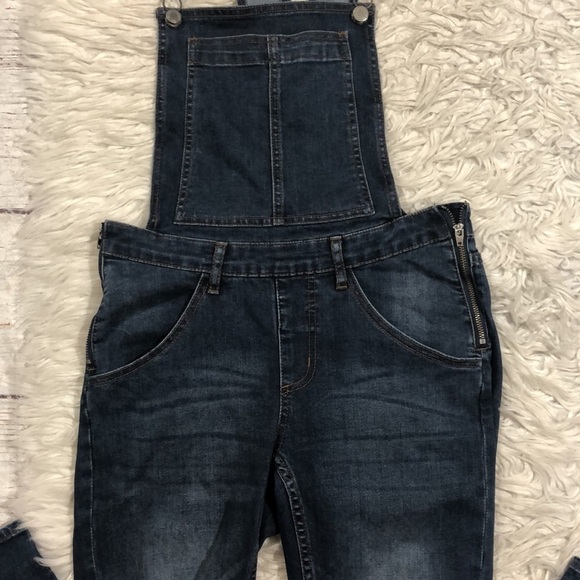Cheap Monday Distressed Knee Dungaree Carbon Blue Denim Overalls - Picture 9 of 16